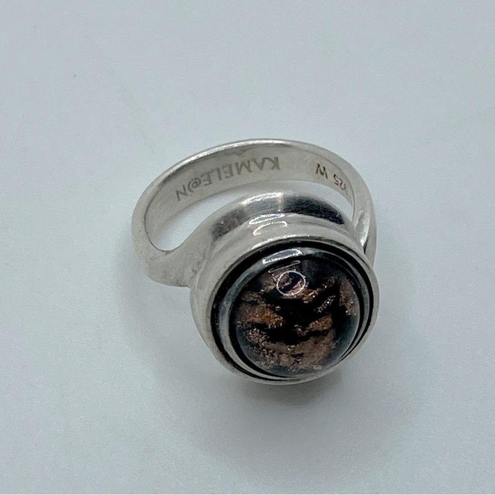 KAMELEON 925 Twist Ring w Jewel Pop Sz 5